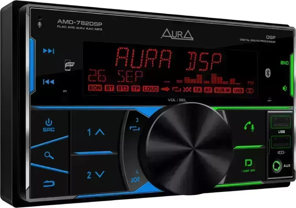 Автомагнитола AURA AMD-782 DSP 2 DIN USB/BT ресивер