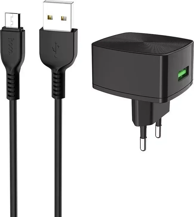 Сетевой адаптер HOCO (6931474706645) C70Am Black + кабель MICRO USB
