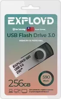 Флеш-накопитель EXPLOYD EX-256GB-590-Black USB 3.0 флэш-накопитель