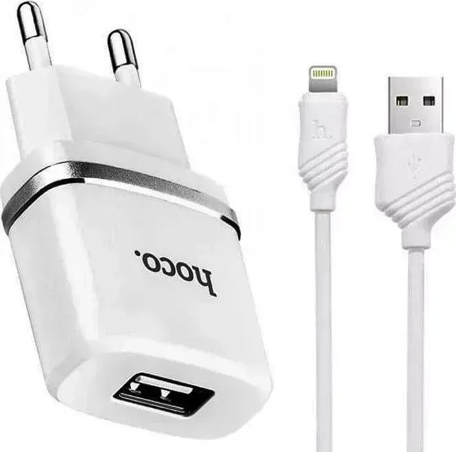 Сетевой адаптер HOCO (6957531047735) C11i White + кабель LIGHTNING