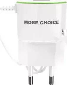 Сетевой адаптер MORE CHOICE (4627151191980) NC40m 1USB 1.0A micro USB с кабелем - White Green
