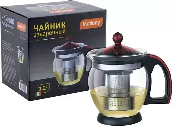 Чайник заварочный MALLONY DECOTTO-1200, объем: 1,2 л, с пластик ручкой, фильтр из нерж стали (910112)