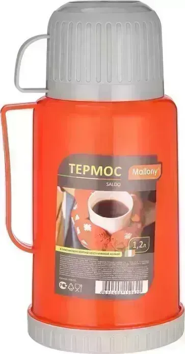 Термос MALLONY в пластиковом корпусе со стеклянной колбой SALDO, 1,2 л (008235)