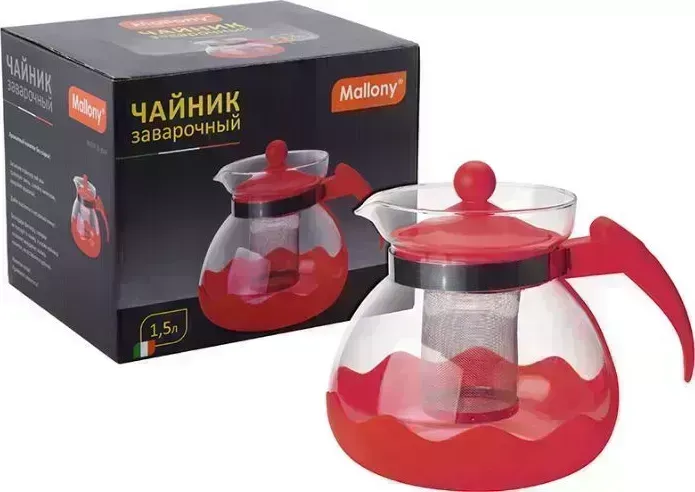 Чайник заварочный MALLONY DECOTTO-1500, объем: 1,5 л, с пластик ручкой, фильтр из нерж стали (910107)