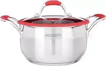 Кастрюля SATOSHI Венрай 20х11см 3,2л, со стекл. крышкой, индукция, нерж. сталь 822-160
