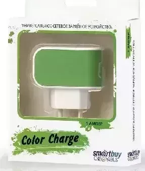 сетевое зарядное устройство SMARTBUY SBP-8040 COLOR CHARGE 1А универсальное 1хUSB зеленый