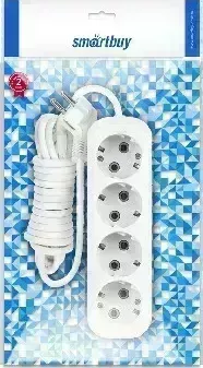 Удлинитель SMARTBUY (SBE-16-4-02-Z) 4 гнз х 2,0 м (16А/3.5кВт, ПВС 3х1.0) с заземлением 4 х м
