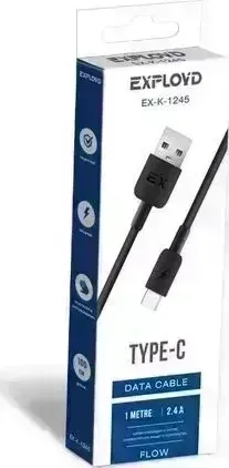 Кабель EXPLOYD EX-K-1245 Дата- USB - TYPE-C 1М чёрный