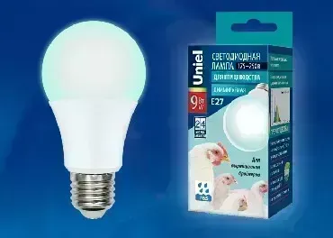 Лампа UNIEL UL-00003190 для птиц LED-A60-9W/SCBG/E27/FR/DIM IP65 PLO65WH декоративная светодиодная