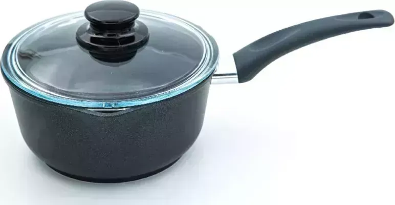 Ковш VICTORIА P09 0.75G алюм., 0,75 л.,"Престиж"серо-голубой со стекл.,крышкой из боросиликатного стекла и бакелитовой ручкой. л., Престиж серо-голубой и