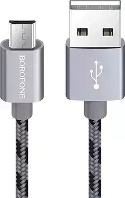 Кабель BOROFONE (6931474703408) BX24 USB (m)-microUSB (m) 1.0м - серый micro -micro -