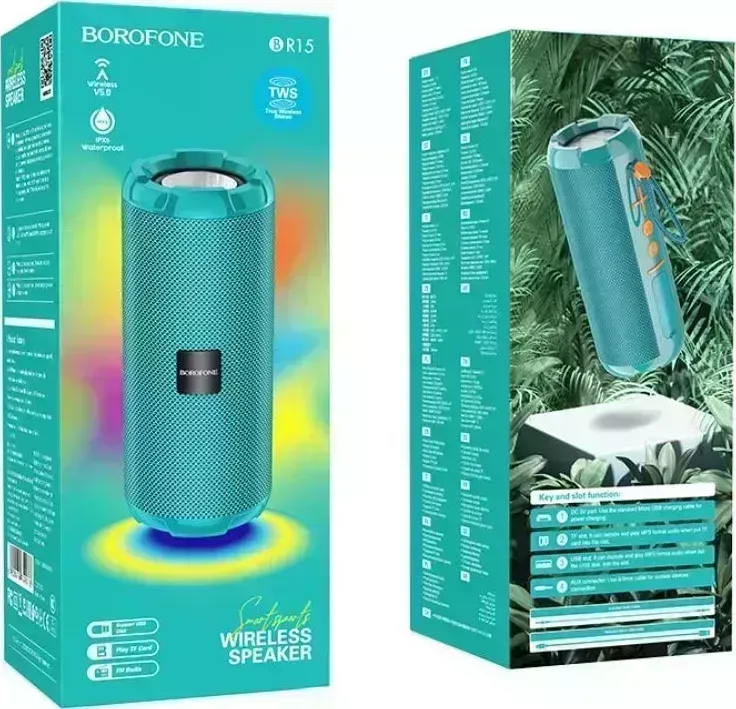 Акустика портативная BOROFONE (6931474749918) BR15 бирюзовый