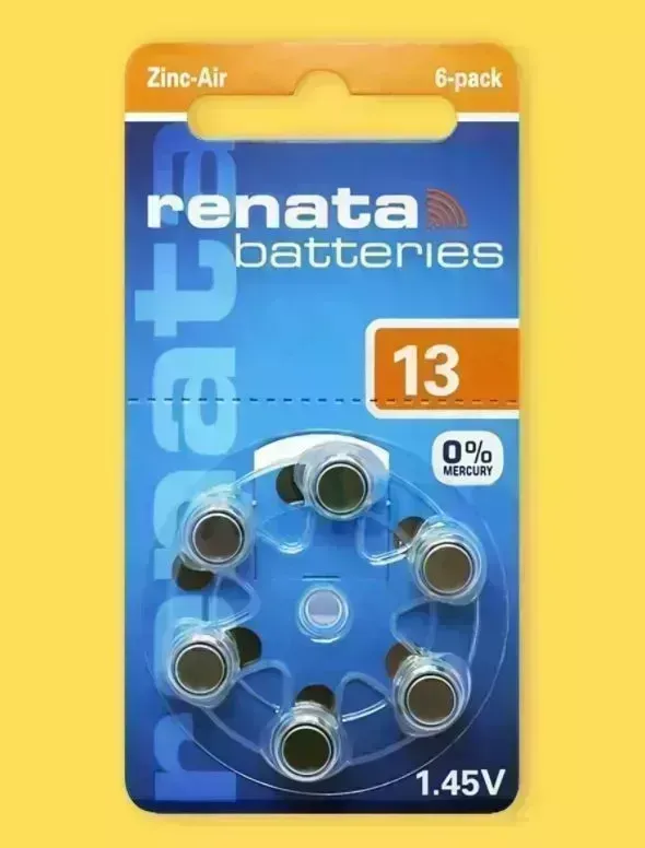 Батарейки RENATA (4393) ZA13 BL-6 - для слуховых аппаратов
