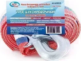 Трос буксировочный AUTOVIRAZH AV-600015 3,5 т*5 м - лента с 2 крюками в чехле м - с 2 в