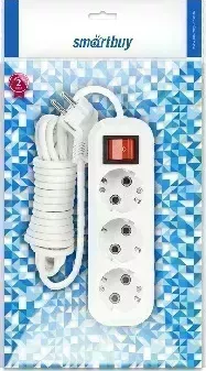 Удлинитель SMARTBUY (SBE-16-3-02-ZS) 3 гнз х 2,0 м (16А/3.5кВт, ПВС 3х1.0) с заземлением 3 х м