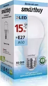 Лампа светодиодная SMARTBUY (SBL-A60-15-40K-E27) A60-15W/4000/E27 (10) Светодиодная лампа