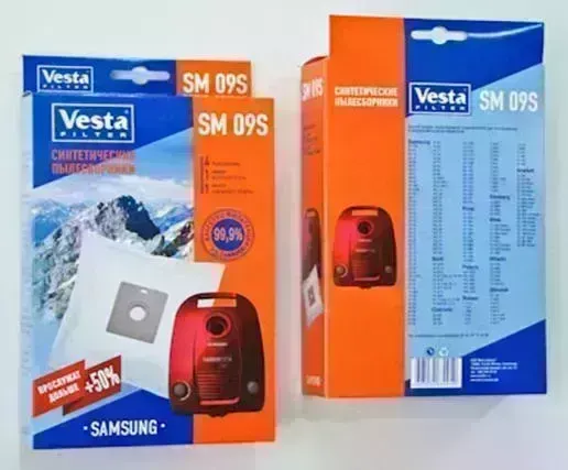 Пылесборники VESTA FILTER SM 09S синтетика комл. 4шт.+2 фильтра