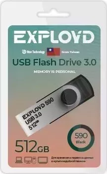 Флеш-накопитель EXPLOYD EX-512GB-590-Black USB 3.0 флэш-накопитель