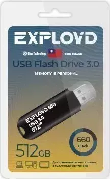 Флеш-накопитель EXPLOYD EX-512GB-660-Black USB 3.0 флэш-накопитель