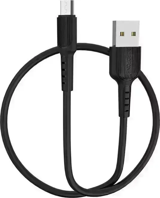 Кабель BOROFONE (6957531099499) BX16 USB (m)-microUSB (m) 1.0м 2.0A силикон черный -micro