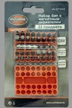 Набор бит AUTOVIRAZH (AV-071033) с адаптером "AV Steel" 33 предм.