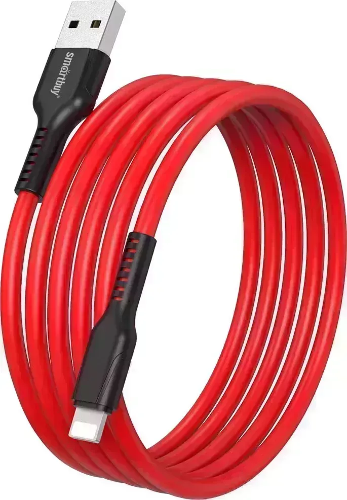 Кабель SMARTBUY (iK-512-S21br) S21 Lightning красный, 2.4 А, сил.,1 м