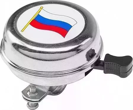 Звонок STELS 54BF-01 с российским флагом, стальной, хромированный 210210 LU081942