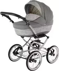 Коляска 2 в 1 BEBE-MOBILE модульная 2 в 1 Santana Deluxe Len Eco (серый/серый) 603К