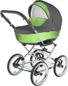 Коляска 2 в 1 BEBE-MOBILE модульная 2 в 1 Santana (зеленый/графит/стразы) 15W
