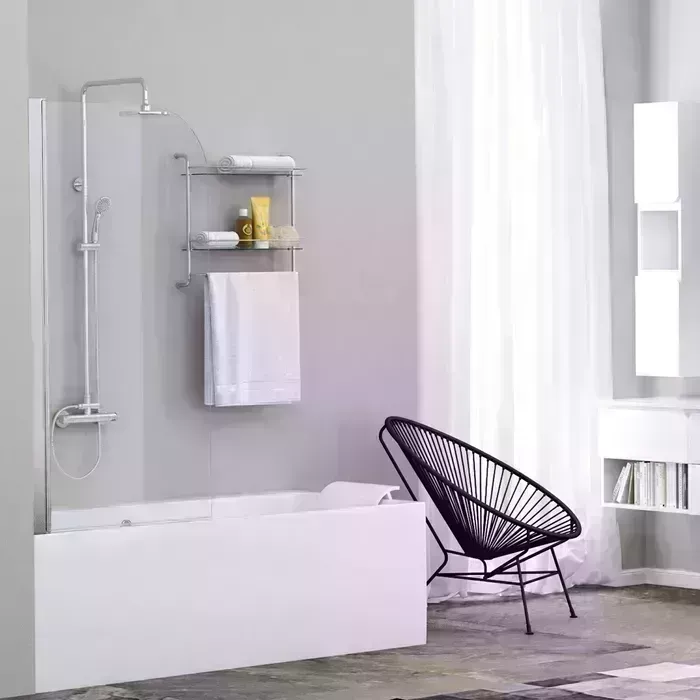 Шторка для ванны Wasserkraft Leine 80х140 прозрачная, хром (35P01-80)