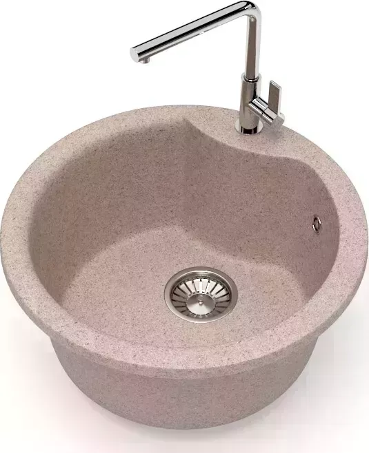 Мойка кухонная Glanz J-002-34 песочная, матовая, с сифоном