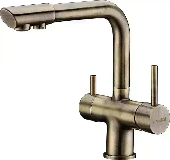 Смеситель для кухни Wasserkraft с подключением фильтра, светлая бронза (A8037)