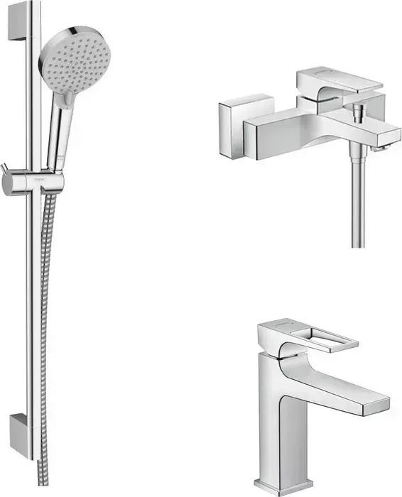 Комплект смесителей Hansgrohe Metropol с душевым гарнитуром, хром (32540000, 74506000, 26275000)