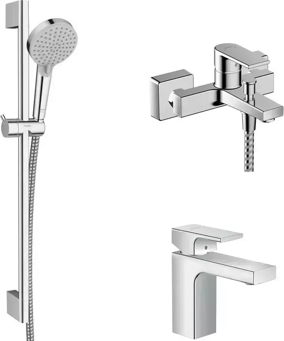 Комплект смесителей Hansgrohe Vernis Shape с душевым гарнитуром, хром (71450000, 71568000, 26275000)