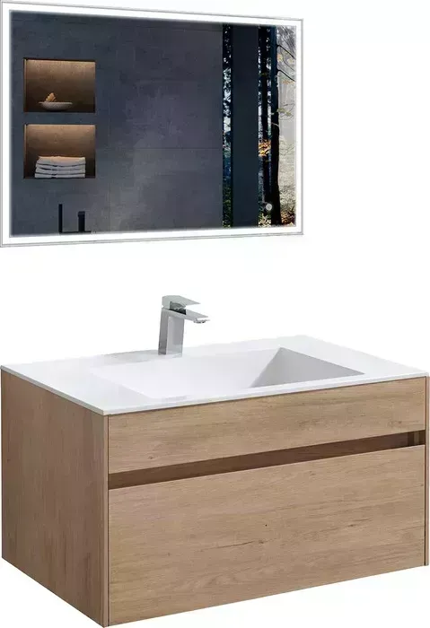 Мебель для ванной Vincea Chiara 80х48 N.Oak, белая раковина