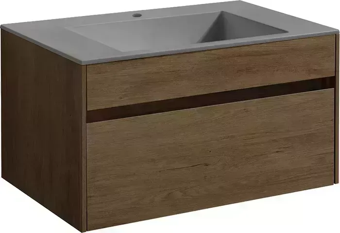 Тумба с раковиной Vincea с Chiara 80х48 T.Oak, серая раковина (VMC-2C800TO, VCB-13800G)