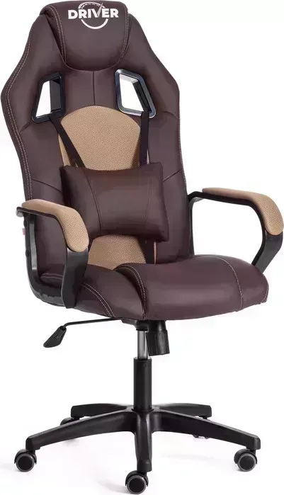 Кресло офисное TetChair Driver (22) кож/зам/ткань, коричневый/бронза 36-36/TW-21
