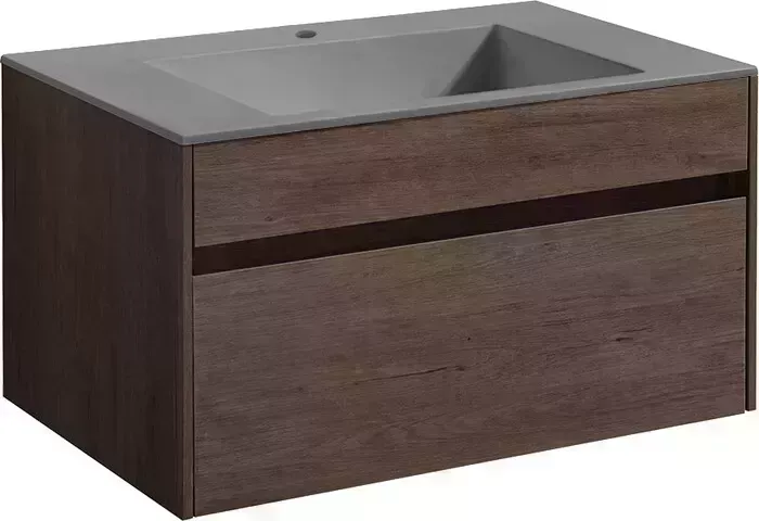 Тумба с раковиной Vincea с Chiara 80х48 R.Oak, серая раковина (VMC-2C800RO, VCB-13800G)