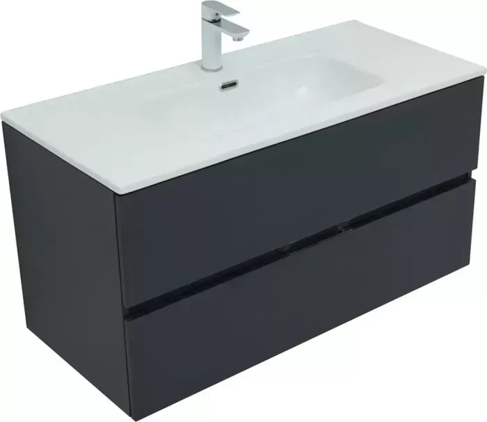 Тумба под раковину AQUANET Алвита 100 два ящика, антрацит (277519)
