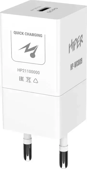 Сетевое зарядное устройство Hiper (СЗУ) HP-WC009 3A PD+QC универсальное белый