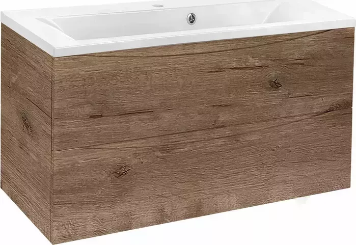 Тумба с раковиной Vincea с Mia 90х45 V.Oak, белая раковина (VMC-2MA900VO, VCB-3M900W)