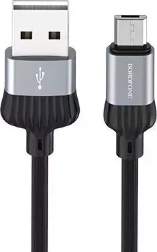 Кабель BOROFONE BX28 Dignity USB-microUSB 2.4A 1.0m серый/черный microUSB