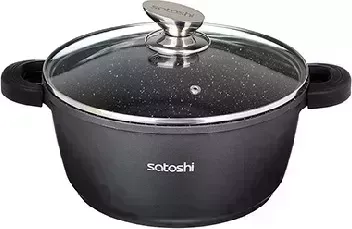 Кастрюля с крышкой SATOSHI Лион с 4,2л d24*11,5см, а/приг.покр.Мрамор, силик.протекторы ручек, индукция 846-405