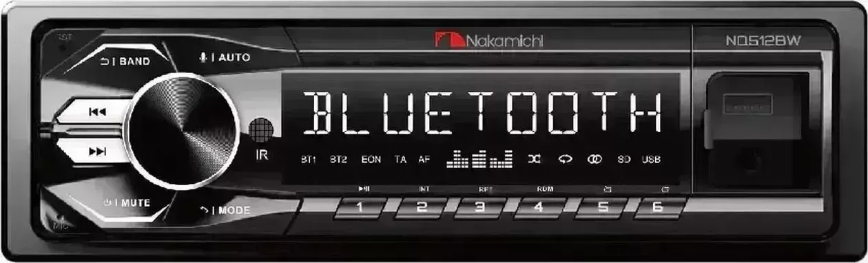 Автомагнитола NAKAMICHI NQ512BW/ 1 din медиа-ресивер, USB, AUX, ВТ, ПДУ, 4*50 Вт, бел./