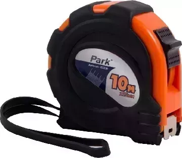 Рулетка PARK TM30-10025 с фиксатором, прорезиненный корпус, 10x25мм (353030) рулетка рулетка с