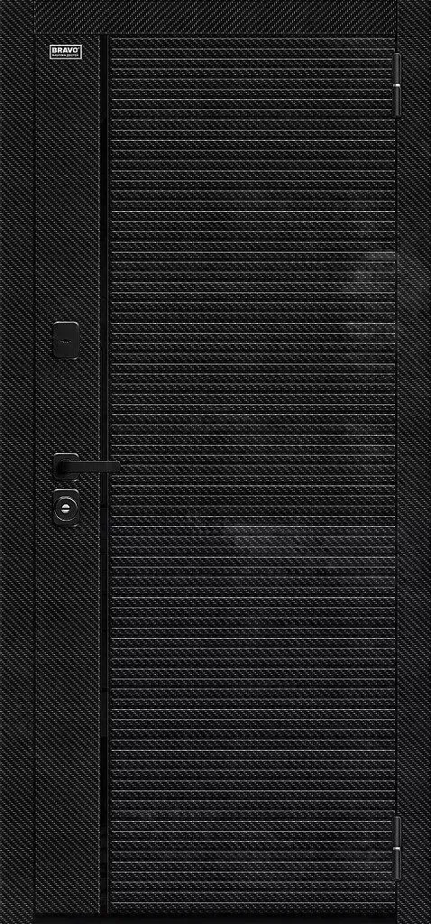 Дверь входная BRAVO Лайнер-3 Black Carbon/Off-white 205*86 левое 033-2160