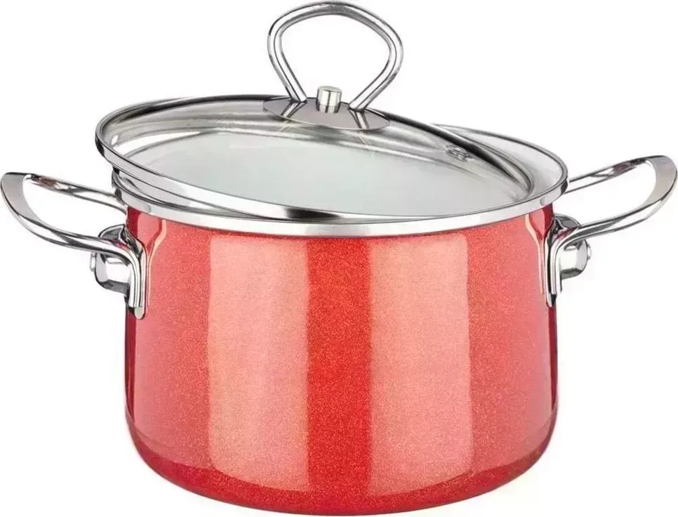 Кастрюля AGNESS 901-050 DELUXE эмал. 2,2л красный