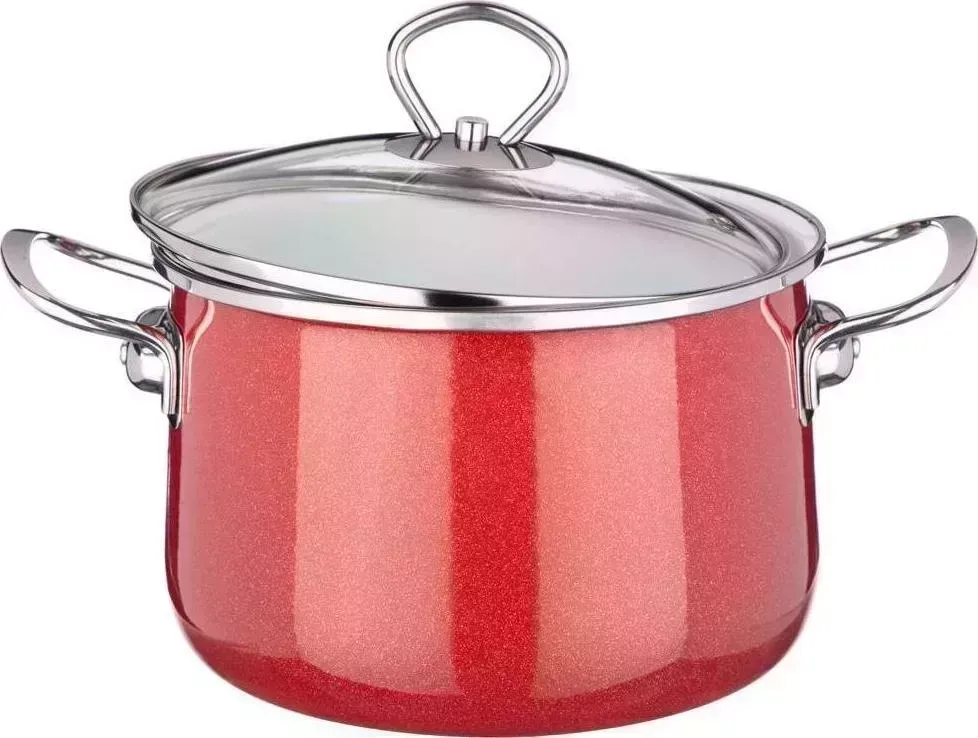 Кастрюля AGNESS 901-051 DELUXE эмал. 3,1л красный