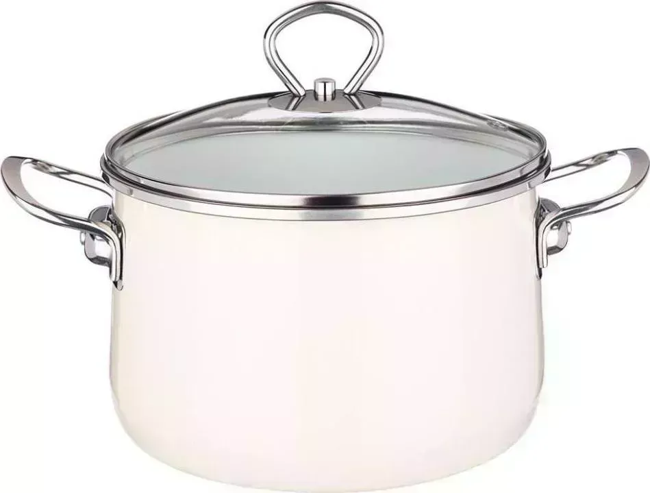 Кастрюля AGNESS 901-066 DELUXE эмал. 3,1л молочный