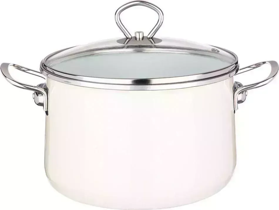 Кастрюля AGNESS 901-067 DELUXE эмал. 4,1л молочный